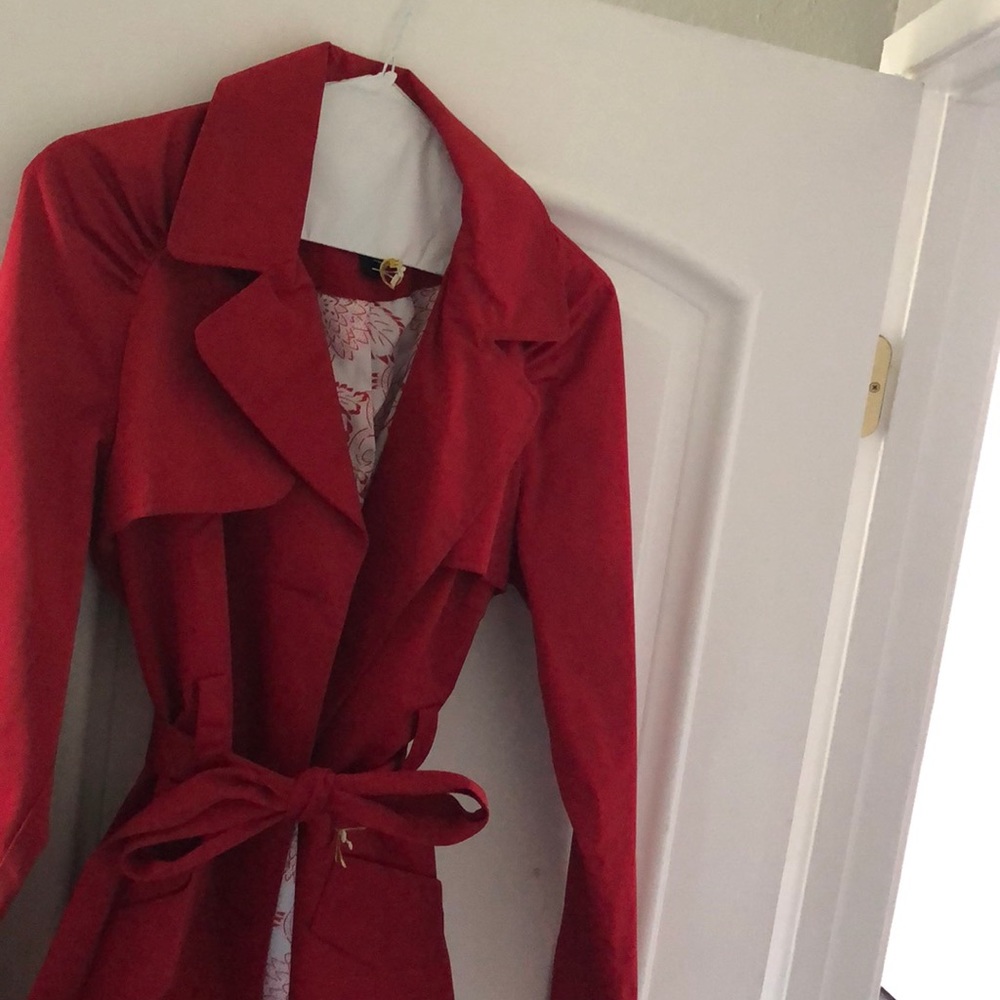 Red trench coat from express. Clean from cleaners